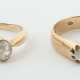 2 Ringe 20. Jhr., Gelbgold 585, 1 x besetzt mit Diamant im Rosenschlif… - photo 1 2 Ringe 20. Jhr., Gelbgold 585, 1 x besetzt mit Diamant im Rosenschlif… - photo 1