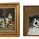 2 Künstler des 19./20. Jh. 2 variierende Gemälde mit Katzenmotiven, 1x… - photo 1 2 Künstler des 19./20. Jh. 2 variierende Gemälde mit Katzenmotiven, 1x… - photo 1