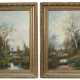 Maler des 19./20. Jh. Paar ''Flusslandschaften'', zwei variierende Her… - photo 1