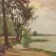 Maler des 20./21. Jh. ''Seeufer am Wald'', Blick auf einen Waldrand mi… - photo 1 Maler des 20./21. Jh. ''Seeufer am Wald'', Blick auf einen Waldrand mi… - photo 1