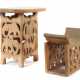 Prestige-Hocker und -Tisch Kamerun, wohl Grasland, hellbraunes Holz, g… - photo 1