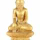 Buddha Burma, 2. Drittel 20. Jh., Holz, geschnitzt, vergoldet, die rec… - photo 1