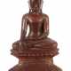 Buddha Burma, um 1900, Holz, rostrot farbig gefasst, partiell Reste ei… - photo 1