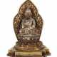 Buddha Nepal, 2. Hälfte 19. Jh., Bronzesockel und floral reliefiertes … - photo 1