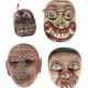 Konvolut 4 Masken Sri Lanka, Weligama, Mitte 20. Jh., Holz geschnitzt,… - фото 1 Konvolut 4 Masken Sri Lanka, Weligama, Mitte 20. Jh., Holz geschnitzt,… - фото 1