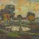 Maler des 20. Jh. ''Seelandschaft'', Blick auf eine begrünte Landschaf… - photo 1 Maler des 20. Jh. ''Seelandschaft'', Blick auf eine begrünte Landschaf… - photo 1
