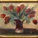Jessen, F. "Tulpen in Vase", Öl/ Lw., sign. u.l. und dat. u.r. "4.4.30", mehre kl. Farbabplatzungen, 40,5x50 cm, Rahmen - photo 1