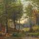 Poorten, Jacobus Johannes van (1841 Deventer-1914 Hamburg) "Lichtdurchflutetes Waldstück", Öl/ Lw., sign. u.l., 44x60 cm, Rahmen (Niederländischer Künstler, der vor allem für seine stimmungsvollen Landschaftsda… - photo 1