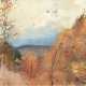 Landschaftsmaler "Blick auf Berge mit Bäumen im Vordergrund", Aquarell, undeutl. sign. u.r., 50,5x60 cm, hinter Glas im Passepartout (stockfleckig), Rahmen - фото 1 Landschaftsmaler "Blick auf Berge mit Bäumen im Vordergrund", Aquarell, undeutl. sign. u.r., 50,5x60 cm, hinter Glas im Passepartout (stockfleckig), Rahmen - фото 1