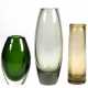 3 Murano-Vasen, grün H. 15 cm, gelb H. 18 cm und grün H. 23 cm - Foto 1