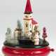 Spieluhr "Weihnachtskarussell mit Kirche", Holz farbig gefasst, Melodie, funktionsfähig, H. 18 cm, Dm. 11 cm - фото 1