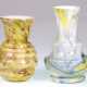 2 Art-Deco-Glasvasen, weißer Innenfang, farbige Einschmelzungen, H. 12,5 cm und 14 cm - photo 1