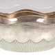 Schale, rund, 800er Silber, innen vergoldet, gewellter Rand, Wandung mit Rillendekor und Perlrand, Glaseinsatz mit gewelltem Rand und Sternschliff, Gew. (ohne Glasschale) 320 g, Ges.-H. 9 cm, Dm. 20 cm - фото 1