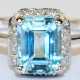 Ring, 925er Silber, rhodiniert, aquamarinfarbener Blautopas ca. 2,74 ct., Brillanten ca. 0,20 ct., RG 60, Innendurchmesser 19,1 mm - фото 1
