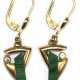 Ohrringe, 333er GG, Malachit, Zirkonia, Länge ca. 3,4 cm, 2,5 g - фото 1