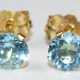 Ohrstecker, GG 10 kt./ 416er, Blautopas, Durchmesser ca. 4 mm - photo 1