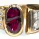 Ring, 750er GG, ca. 14,1 g, 2 Rubine im Tropfenschliff und Brillanten ca. 1,10 ct., alle Steine in sehr guter Qualität, RG 53, Innendurchmesser ca. 16,8 mm - photo 1 Ring, 750er GG, ca. 14,1 g, 2 Rubine im Tropfenschliff und Brillanten ca. 1,10 ct., alle Steine in sehr guter Qualität, RG 53, Innendurchmesser ca. 16,8 mm - photo 1