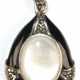 Anhänger, 925er Silber, Perlmuttcabochon, schwarze Emaille, Markasiten, Maße mit Öse ca. 3,4 x 1,9 cm - photo 1