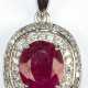 Anhänger, 925er Silber, großer Rubin ca. 11 x 9 mm, 2-reihige Entourage aus weißen Zirkonia, Maße mit Öse ca. 2,5 x 1,6 cm - photo 1