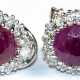 Ohrringe, 925er Silber, rhodiniert, Rubine ca. 9 x7,5 mm, Entourage aus weißen Zirkonia - photo 1