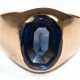 Ring, 583er GG, besetzt mit ovalem Blautopas, nach innen facettiert, Warschau um 1940, Ges.-Gew. 7,91 g, RG 60 - фото 1 Ring, 583er GG, besetzt mit ovalem Blautopas, nach innen facettiert, Warschau um 1940, Ges.-Gew. 7,91 g, RG 60 - фото 1
