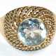 Aquamarin-Ring, 585er GG, aufgewölbter, durchbrochen gearbeiteter Ringkopf besetzt mit 1 Aquamarin von ca. 3 ct., Ges.-Gew. 4,72 g, RG 59 - photo 1 Aquamarin-Ring, 585er GG, aufgewölbter, durchbrochen gearbeiteter Ringkopf besetzt mit 1 Aquamarin von ca. 3 ct., Ges.-Gew. 4,72 g, RG 59 - photo 1