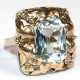 Aquamarin-Ring, 585er GG/RG, besetzt mit 1 rechteckig facettiertem Aquamarin von ca. 5 ct. in floral durchbrochener Fassung, Ges.-Gew. 5,95 g, RG 53 - photo 1 Aquamarin-Ring, 585er GG/RG, besetzt mit 1 rechteckig facettiertem Aquamarin von ca. 5 ct. in floral durchbrochener Fassung, Ges.-Gew. 5,95 g, RG 53 - photo 1