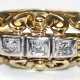 Brillant-Ring, 585er GG, durchbrochen gearbeiteter Ringkopf besetzt mit 3 Brillanten von zus. ca. 0,09 ct, Ges.-Gew. 5,58 g, RG 55 - photo 1 Brillant-Ring, 585er GG, durchbrochen gearbeiteter Ringkopf besetzt mit 3 Brillanten von zus. ca. 0,09 ct, Ges.-Gew. 5,58 g, RG 55 - photo 1