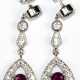 Ohrringe, 925er Silber, rhodiniert, große, dunkelrote Rubine zus. ca. 1,6 ct. und weißen Zirkonia, Länge ca. 3,7 cm - фото 1 Ohrringe, 925er Silber, rhodiniert, große, dunkelrote Rubine zus. ca. 1,6 ct. und weißen Zirkonia, Länge ca. 3,7 cm - фото 1