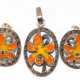 Set aus Ohrstecker und Anhänger, 925er Silber, gelb/ orange emaillierte Orchideen, Markasiten, Maße d. Ohrstecker ca. 2,3 x 1,9 cm, Anhänger mit Öse ca. 3,8 x 2,0 cm - photo 1 Set aus Ohrstecker und Anhänger, 925er Silber, gelb/ orange emaillierte Orchideen, Markasiten, Maße d. Ohrstecker ca. 2,3 x 1,9 cm, Anhänger mit Öse ca. 3,8 x 2,0 cm - photo 1