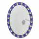 A SMALL IRISH COBALT-BLUE AND CLEAR GLASS OVAL MIRROR - Foto 1