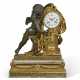 A FRENCH ORMOLU AND PATINATED BRONZE MANTEL CLOCK - фото 1