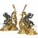 A PAIR OF FRENCH ORMOLU AND PATINATED BRONZE FIGURAL CHENETS - фото 1