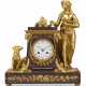 A LATE LOUIS XVI ORMOLU AND ROUGE GRIOTTE MARBLE MANTEL CLOCK - photo 1