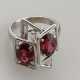 Moderner Granatring - Weißgold 585/000, gestempelt… - фото 1 Moderner Granatring - Weißgold 585/000, gestempelt… - фото 1