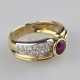 18K-Rubinring mit Diamanten- Gelbgold 750/000 (18K… - photo 1
