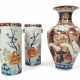 Paar Rouleau-Vasen und Vase aus polychrom dekoriertem Porzellan - Foto 1