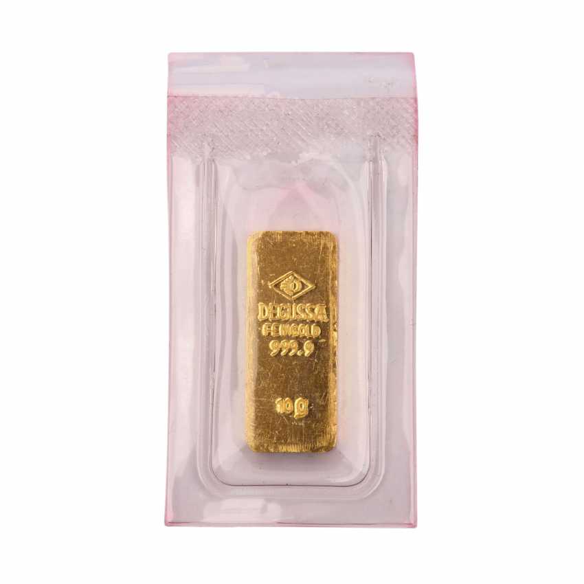 Gold Bullion 10g Gold Fine Gold Bullion Bars In Hist Form Degussa Buy At Online Auction At Veryimportantlot Com Auction Catalog Eppli Coin Auction From 29 12 18 Photo Price Auction Lot 49