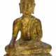 Bronzefigur des sitzenden Buddhas mit Resten von Vergoldung - Foto 1
