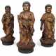 Drei Buddhas aus Holz mit roter und goldfarbener Lackfassung - photo 1