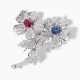 Rubin-Saphir-Diamant-Brosche - Foto 1