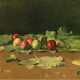 Maler 20. Jh. "Obststilleben mit Äpfeln und Blättern" Öl/ Lw., 42x51 cm, Rahmen - photo 1