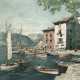 Hellmeier, Otto (1908 Weilheim-1996 ebenda) "Porto di Brenzone Gardasee", Öl/ Lw., sign. u.r., rückseitig auf Lw. bez., 71x80,5 cm, Rahmen - Foto 1