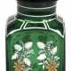 Biedermeier-Kräuter- oder Teegefäß, grünes Glas mit floraler und ornamentaler Emaillemalerei, 1. Hälfte 19. Jh., eingeschliffener Stopfen, Abriß, H. 16 cm - photo 1
