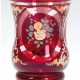 Biedermeier-Becher, Böhmen, partiell rot lasiert, polychrome, florale Kaltmalerei, H. 12,5 cm - photo 1