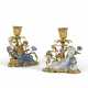 A PAIR OF LOUIS XV ORMOLU-MOUNTED CHINESE BLUE-GLAZED PORCELAIN CANDLESTICKS - photo 1