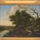 UNBEKANNTER KÜNSTLER," Am Waldrand", Öl auf Leinwand, gerahmt und nachträglich signiert, 19. Jahrhundert - Foto 1