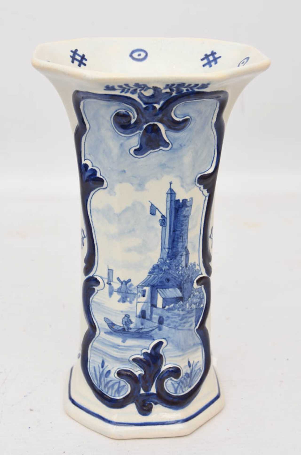 VILLEROY & BOCH DELFT VASE; cobalt blue painted and glazed, marked, around 1920 for sale — buy