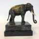 Bronze Plastik: Elefant auf Marmor- und Granitsockel. - Foto 1