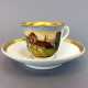Bilder-Tasse / Ansichten-Tasse: Porzellan, von Hand bemalt, Goldrand, vergoldet, Biedermeier um 1820, sehr gut. - photo 1